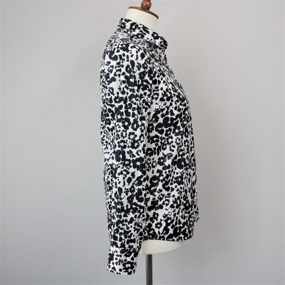 J. Crew Black White Snowcat Boy Shirt Button Up Long Sleeve Women’s Size 0 - Picture 7 of 16